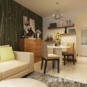 Modern Home Dinning Space Interior 3d model