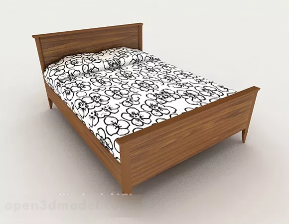 Modern Home Wooden Pattern Double Bed 3d model Modern Home Wooden Pattern Double Bed 3d model