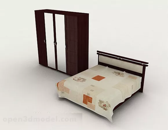 Modern Home Wooden Simple Double Bed 3d model Modern Home Wooden Simple Double Bed 3d model