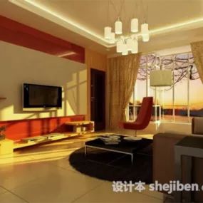 Modern Living Room With Furniture 3d model