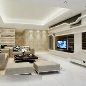 Modern Home Living Room Interior V2 3d model