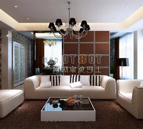 Modern Classic Living Room Interior 3d model