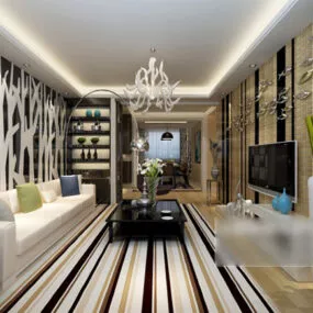 Modern Living Room Coffee Table Interior 3d model