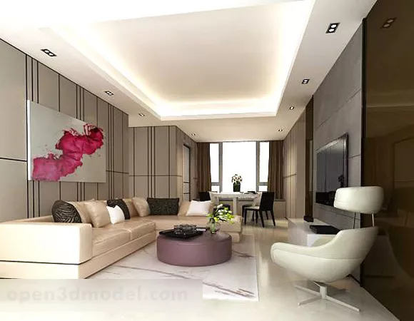 Simple Hanging Painting Modern Style 3d model