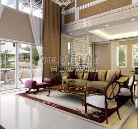 Modern Living Room Library Interior 3d model
