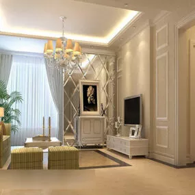 Modern Living Room Interior V3 3d model
