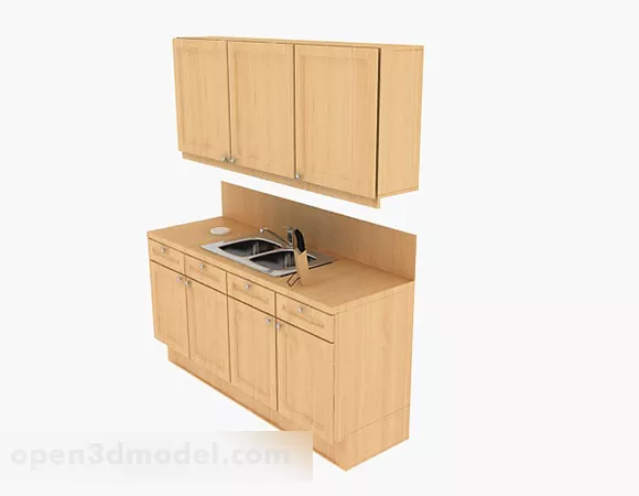 Smal Kitchen Wood Color Cabinet 3d model Smal Kitchen Wood Color Cabinet 3d model