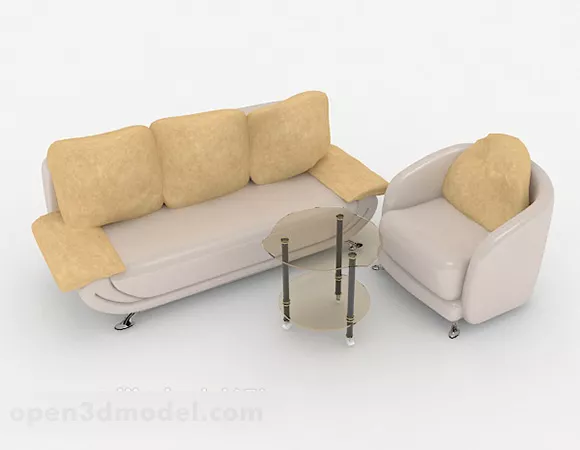 Modern Minimalist Beige Brown Sofa 3d model Modern Minimalist Beige Brown Sofa 3d model
