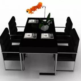 Modern Minimalist Dining Table Chair Set 3d model