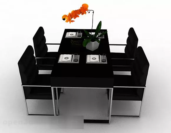Modern Minimalist Dining Table Chair Set 3d model Modern Minimalist Dining Table Chair Set 3d model