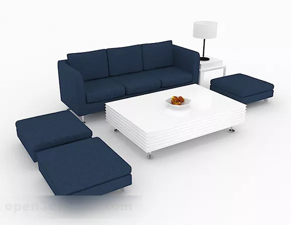 Minimalist Blue Sofa Set 3d model Minimalist Blue Sofa Set 3d model