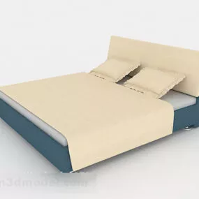 Modern Minimalist Blue Yellow Double Bed 3d model
