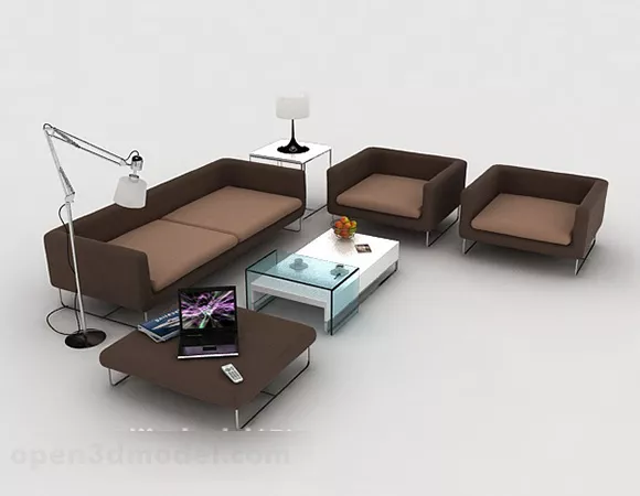 Modern Minimalist Casual Brown Sofa 3d model Modern Minimalist Casual Brown Sofa 3d model