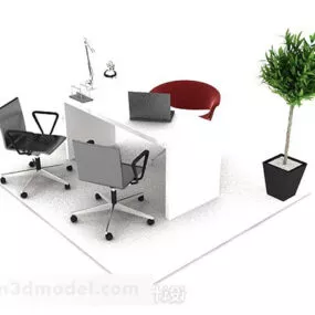 Modern Minimalist Desk And Chair 3d model