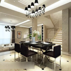 Interior Modern Minimalist Home Restaurant 3d model
