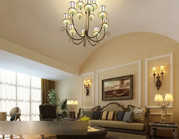 Minimalist Living Room Chandelier Interior 3d model Minimalist Living Room Chandelier Interior 3d model