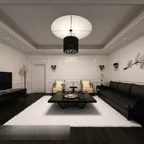 Modern Minimalist Living Room Interior V15 3d model