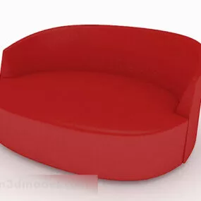 Modern Fabric Red Double Sofa 3d model