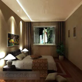 Modern Minimalist Style Bedroom Interior 3d model
