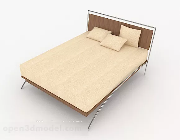 Modern Minimalist Yellow Double Bed 3d model Modern Minimalist Yellow Double Bed 3d model