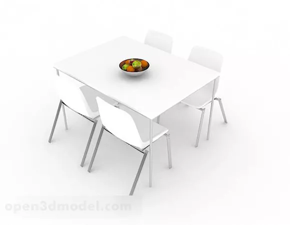 Modern Minimalist White Dining Table Chair 3d model Modern Minimalist White Dining Table Chair 3d model