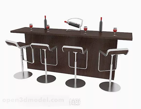 Modern Minimalist Wooden Bar Set 3d model Modern Minimalist Wooden Bar Set 3d model