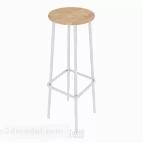 Modern Minimalist Wooden Round Bar Stool 3d model
