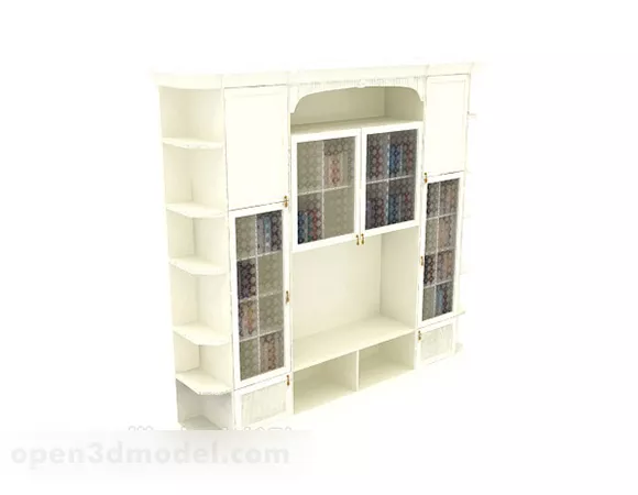 Black Bookcase With Drawers 3d model