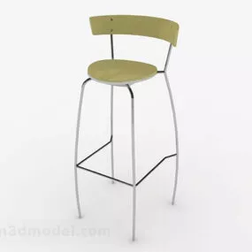 Modern Minimalist Yellow Brown Bar Chair 3d model