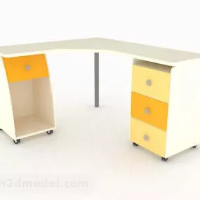 Modern Minimalist Yellow Desk 3d model