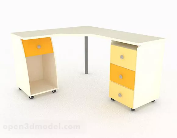 Modern Minimalist Yellow Desk 3d model Modern Minimalist Yellow Desk 3d model