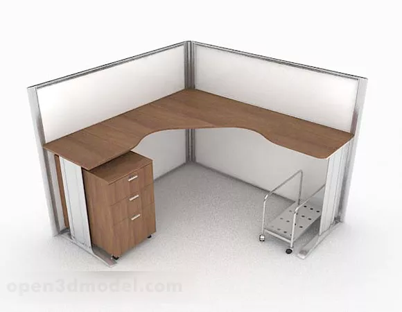 Modern Minimalistic Brown Office Desk 3d model Modern Minimalistic Brown Office Desk 3d model