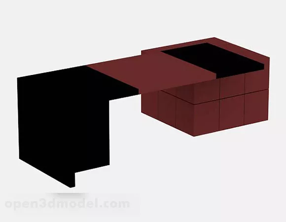 Modern Personality Dark Red Desk 3d model Modern Personality Dark Red Desk 3d model