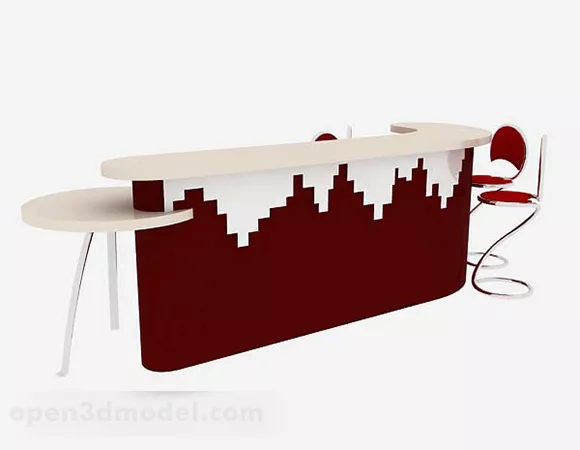 Modern Design Red Bar Decor 3d model Modern Design Red Bar Decor 3d model