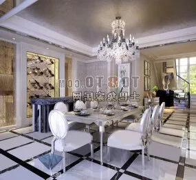 Modern Restaurant White Tone 3d model