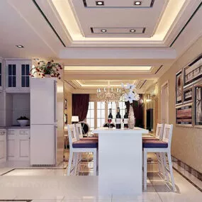 Modern Dinning Room Background Wall Interior 3d model