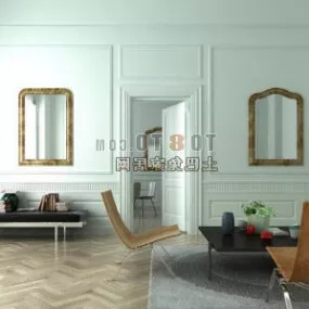 Modern Simple European Style Decoration Style Interior 3d model