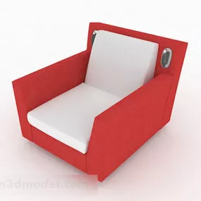 Modern Red White Single Sofa 3d model