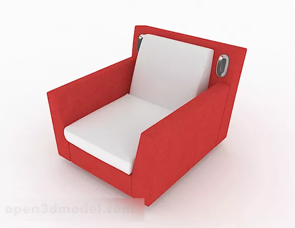Modern Red White Single Sofa 3d model Modern Red White Single Sofa 3d model