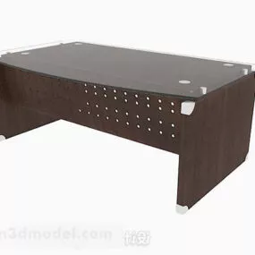 Modern Simple Wooden Brown Desk 3d model