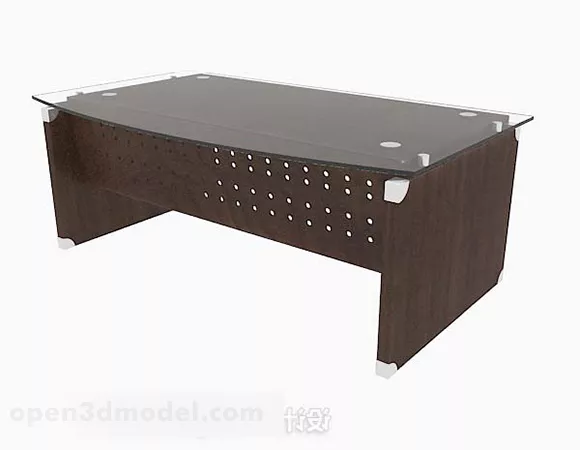 Modern Simple Wooden Brown Desk 3d model Modern Simple Wooden Brown Desk 3d model