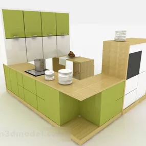 Modern Small Green Kitchen Cabinet 3d model