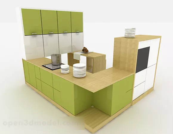Modern Small Green Kitchen Cabinet 3d model Modern Small Green Kitchen Cabinet 3d model