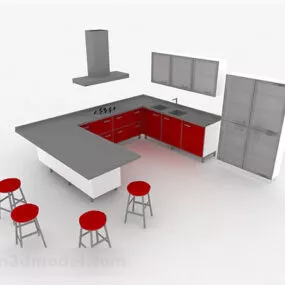 Modern U Shaped Kitchen Design Cabinet 3d model