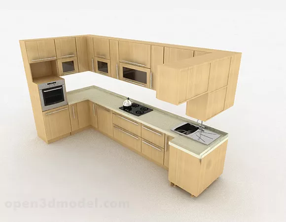 Modern Beige Design Kitchen Cabinet 3d model Modern Beige Design Kitchen Cabinet 3d model