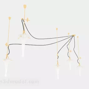 Modern Yellow Wired Creative Chandelier 3d model