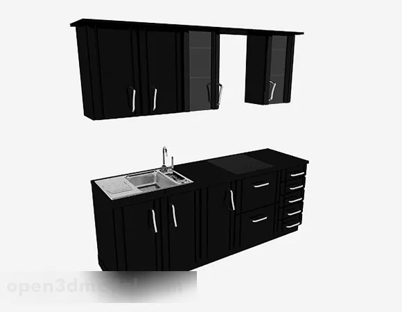 Modern Black Font Upper Lower Cabinet 3d model Modern Black Font Upper Lower Cabinet 3d model