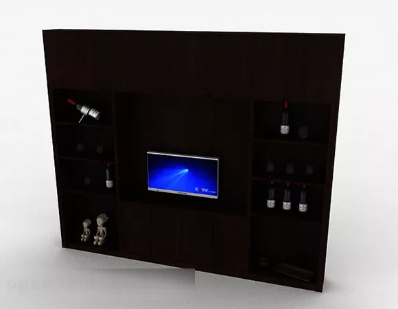 Black Grain Tv Display Cabinet 3d model Black Grain Tv Display Cabinet 3d model