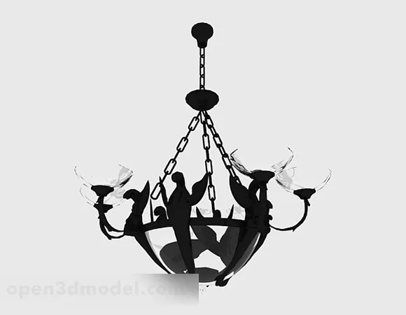 Modern Black Hemisphere Shaped Chandelier 3d model Modern Black Hemisphere Shaped Chandelier 3d model