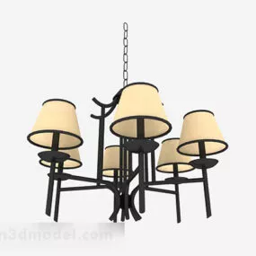 Modern Black Hexagon Chandelier 3d model